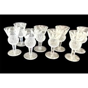 Edinburgh Scotland Thistle Crystal cordia glasses SIGNED Set Of 8 4.25"